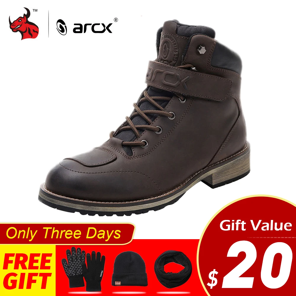 ARCX Leather Motorcycle Boots Men Waterproof Motocross Boots Motorcycle