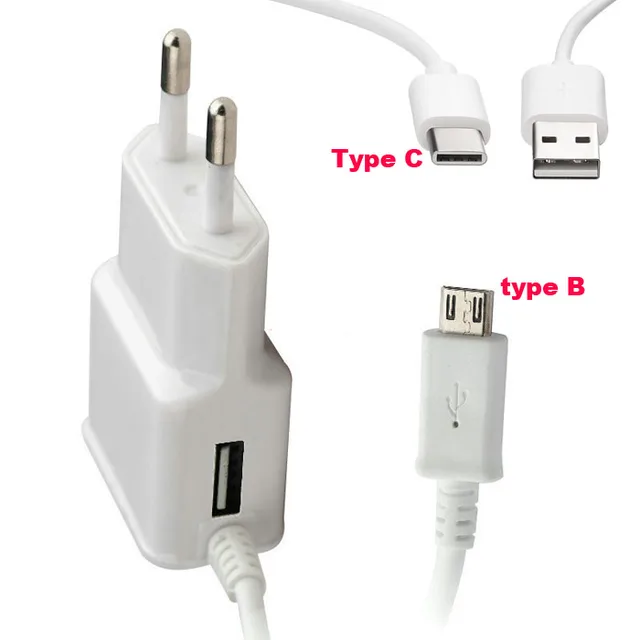 Type B USB Mobile Phone Charger 2A+Type C USB Cable For Huawei Honor 10