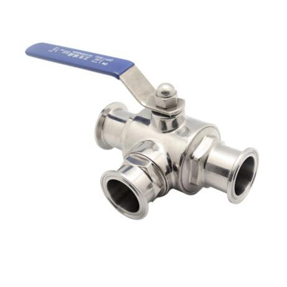3/4" 4" inch Sanitary Stainless 304 Three Way Ball Valve Tri Clamp Connection T Typein Valve