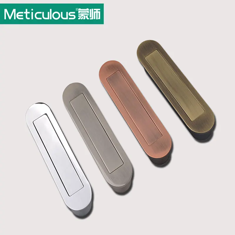 

Meticulous Zinc Alloy Flush Recessed Sliding Door Pulls Handles Hidden Concealed Tatami Door Handle Oval Flat Plate Knobs