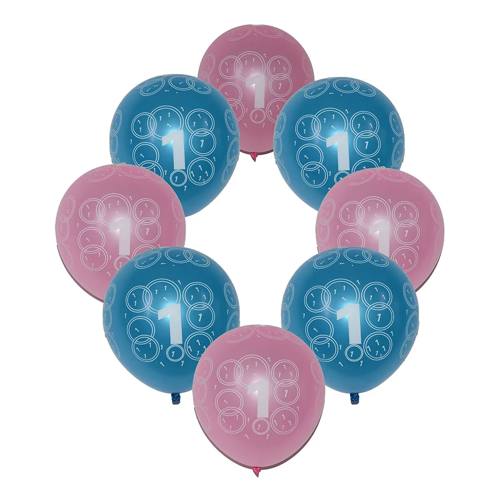 

10pcs 12inch Pink Blue Latex Balloon Printed Number 1 Year Old Happy Birthday Party Baby Shower DIY Decorations Air Balloons