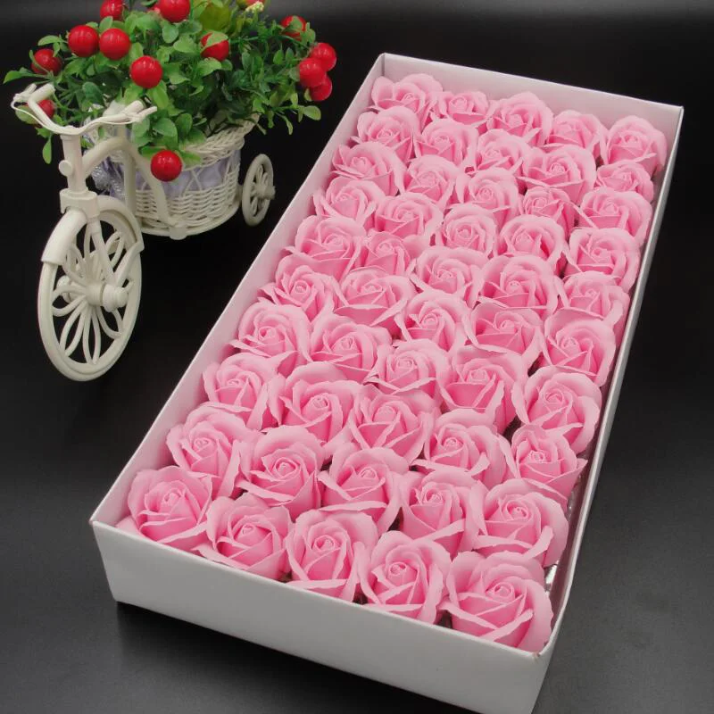 50PCS/Box Artificial Flowers Rose Soap Flower Head DIY