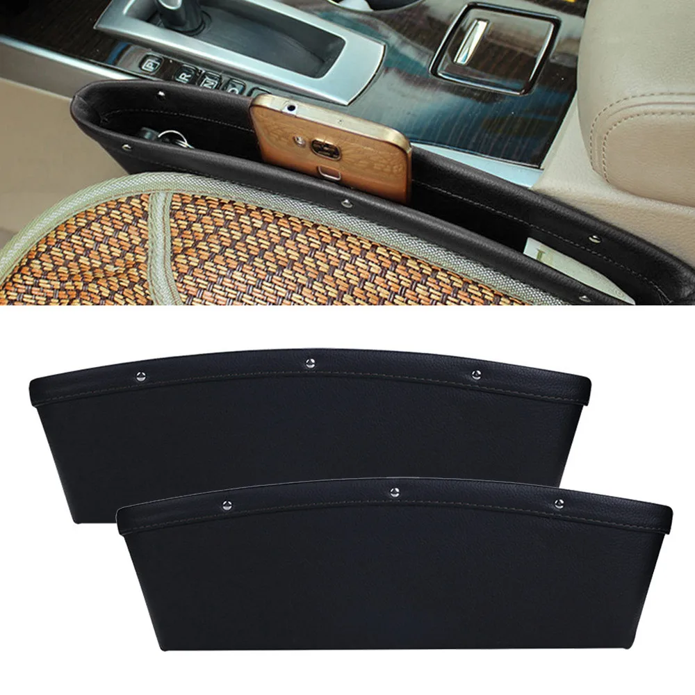 2 Pc Fine Car Seat Slit Pocket Catch Leather Catcher Storage Organizer Box Caddy | Автомобили и мотоциклы