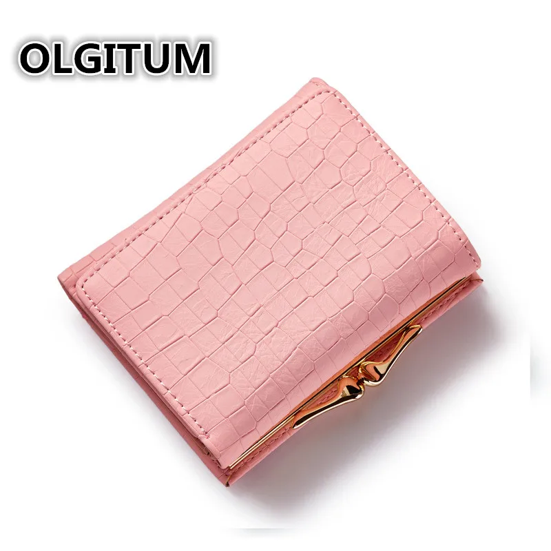 

2018 New fashion women Stone pattern wallet small three fold PU leather coin wallet mini short purse coin wallet ladies clutch
