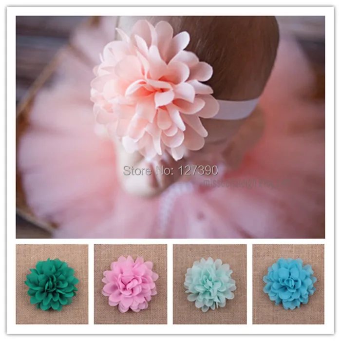 (30pcs/lot)4&quot 16 Colors Classic Fabric Chiffon Silk Flower For Girls' Dress Flatback Multilayer Flowers Hair Accessories |