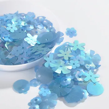 

10g/Pack Matte Denim Blue Sequin Flower Plum Star Shell Shape Sequins Paillettes Wedding Confetti Handcraft Sewing Accessories