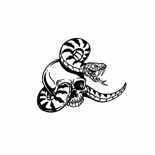 YJZT 15.7CM*13CM Ferocious Snake Skull Serpent Delicate Beautiful Cool