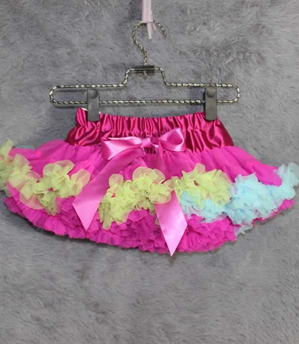 Юбки-пачки для маленьких девочек, Лоскутная отделка, малиновая Радужная юбка для малышей, Пышные юбки-американки, юбка для дня рождения