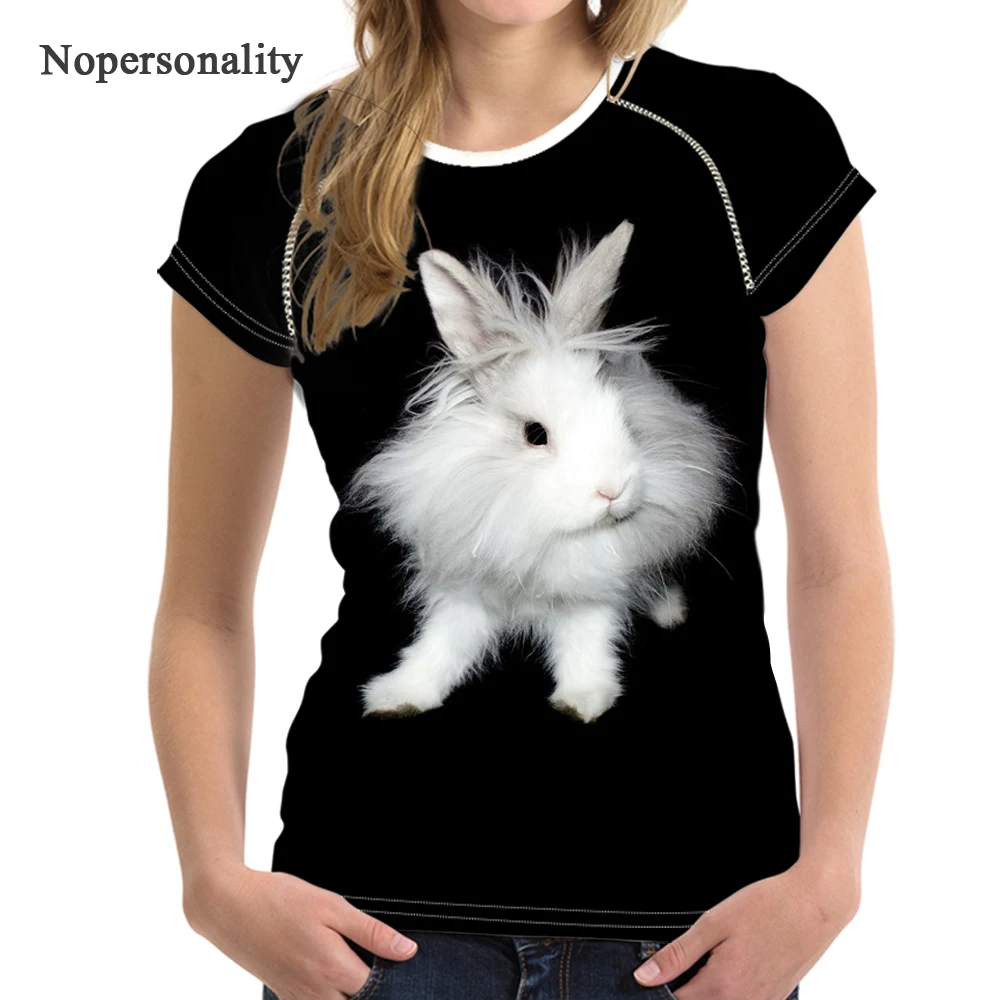 Nopersonality Black Animal Rabbit Print Women Tshirt Cute Female Ladies Summer Tops Tee Casual Women Short Sleeves Plus Size Nopersonality Black Animal Rabbit Print Women Tshirt Cute Female Ladies Summer Tops Tee Casual Women Short Sleeves Plus Size