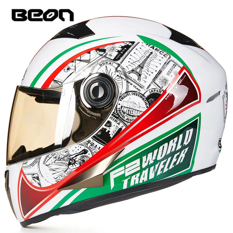 BEON мотоциклетный шлем полное лицо шлем Casco Moto Capacete мотокросс шлем мото Винтаж Гонки езда 500 - Цвет: 19