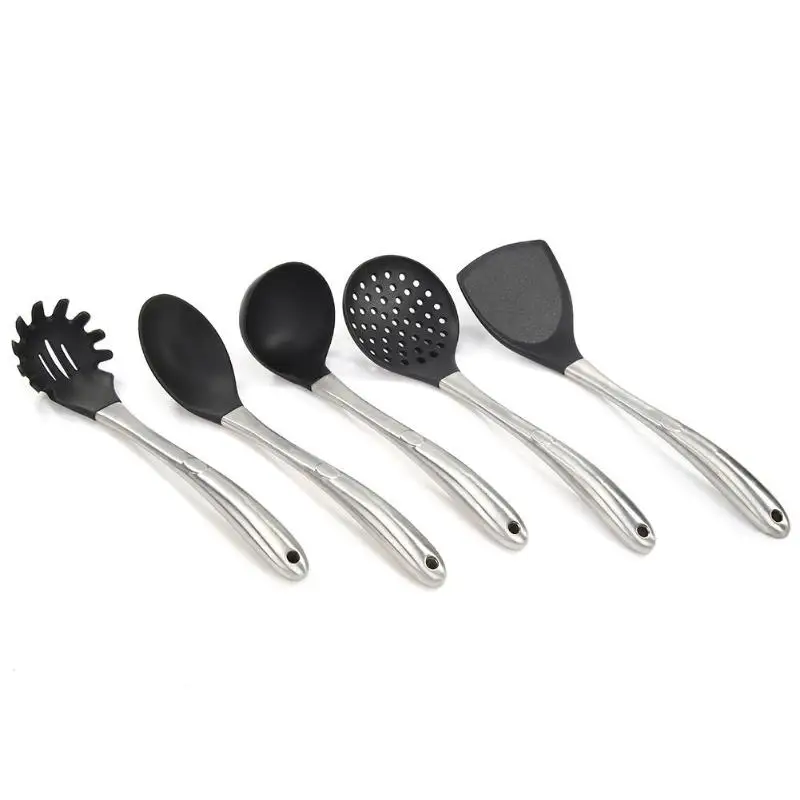 Silicone Kitchenware Non-Stick Cookware Cooking Utensil Spatula Colander Kitchen Cookware with Stainless Steel Handle