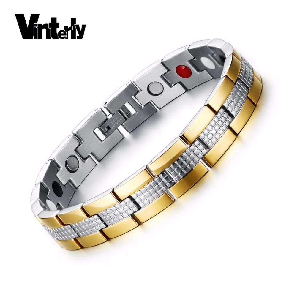 Vinterly Bracelet Mens Health Energy Gold Color Hand Chain