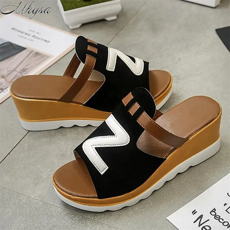 Mhysa 2019 New summer fashion ladies muffin with sandals comfortable non-slip fish mouth solid color high heels T494