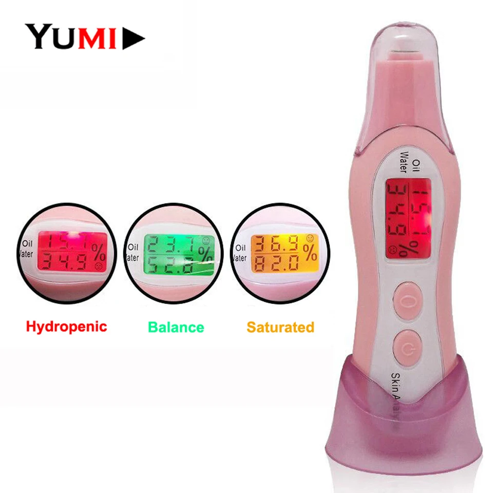 

High Quality Portable LCD Digital Moisture Skin Facial Oil Water Monitor Detector Tester Analyzer Skin Care Tools