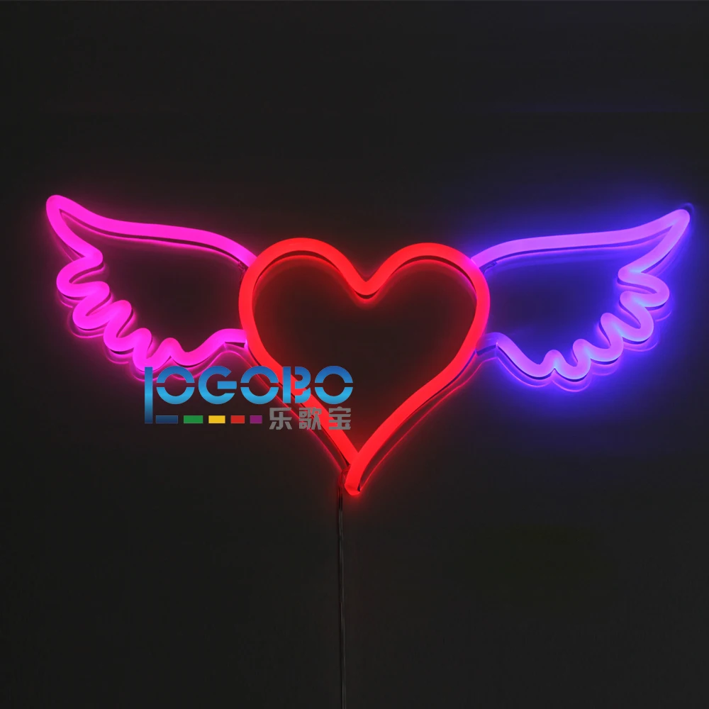 Us 179 1 Flex Led Neon Sign Angel Wing Heart Pink Red And Blue Custom Made Business Logo Or Home Bedroom Wall Flashing Art Neon Sign Lamp In