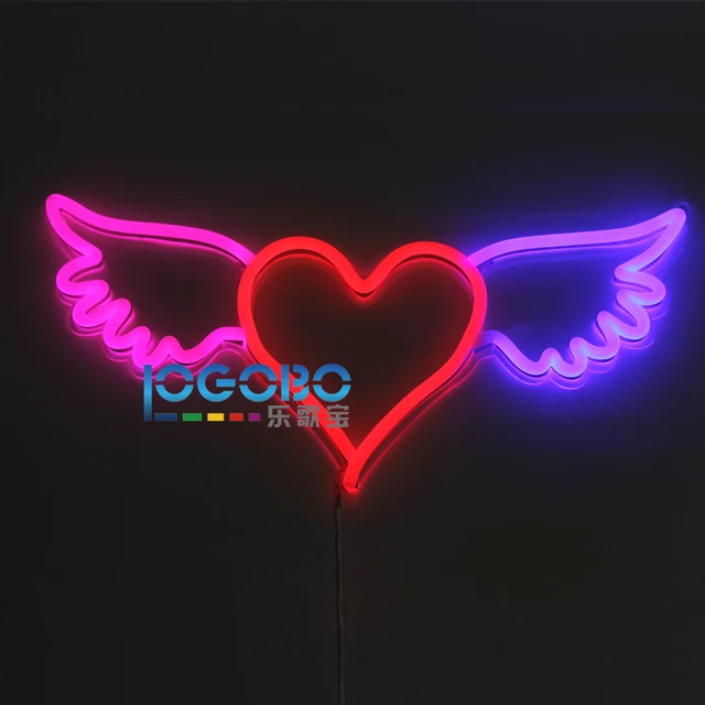 aliexpress com buy flex led neon sign angel wing heart pink red
