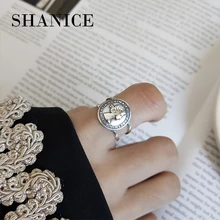 Shanice, S925 Стерлинговое Серебро, Открытое кольцо, портрет, рельеф, регулируемое, Queens, античное серебряное кольцо, ретро ювелирное изделие для женщин
