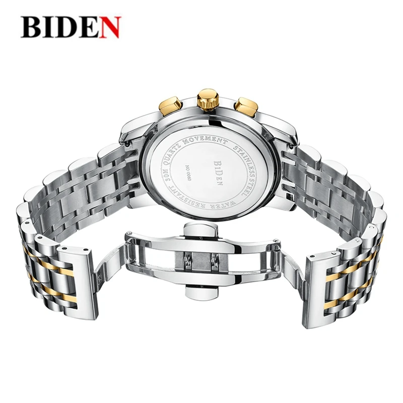 Luxury Men s Watches BIDEN Quartz Watch Brand Men Full Stainless Steel Wrist Unique Business Aviator 5