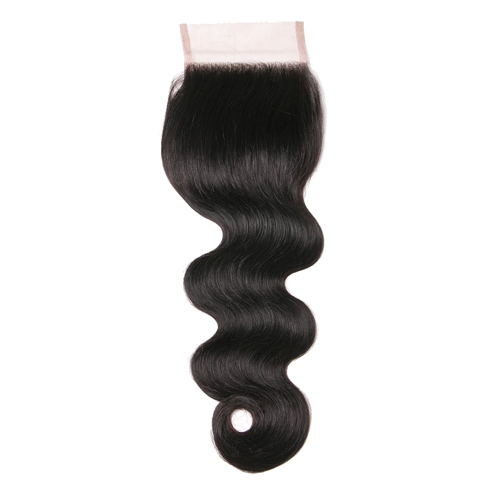 Onda do Corpo do Laço Queenlike Cabelo Humano Free Parte Encerramento 130% Densidade Luz Laço Suíço Marrom Não Remy Cor Natural Fechamento