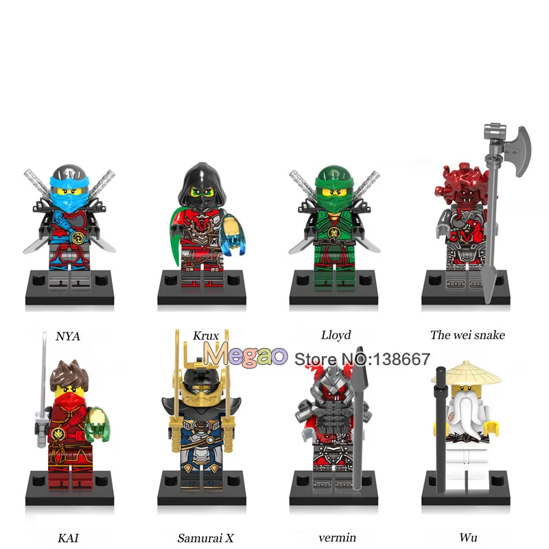

Single Building Blocks Super Heroes Nya Krux Loyd The wei snake Kai Samur ai X Model Bricks Toys for children X0155