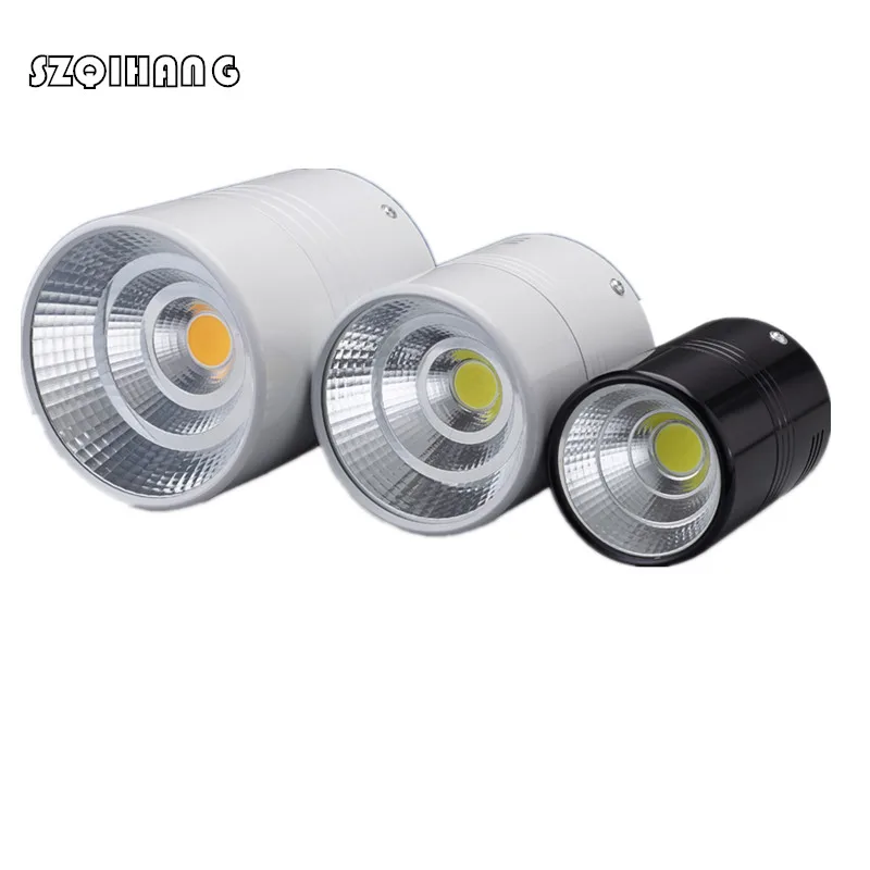 

Dimmable LED COB Surface Mounted Downlight 7W/10W/12W/15W White/Black Housing AC85-265V Ceiling Spot Light Home Decor