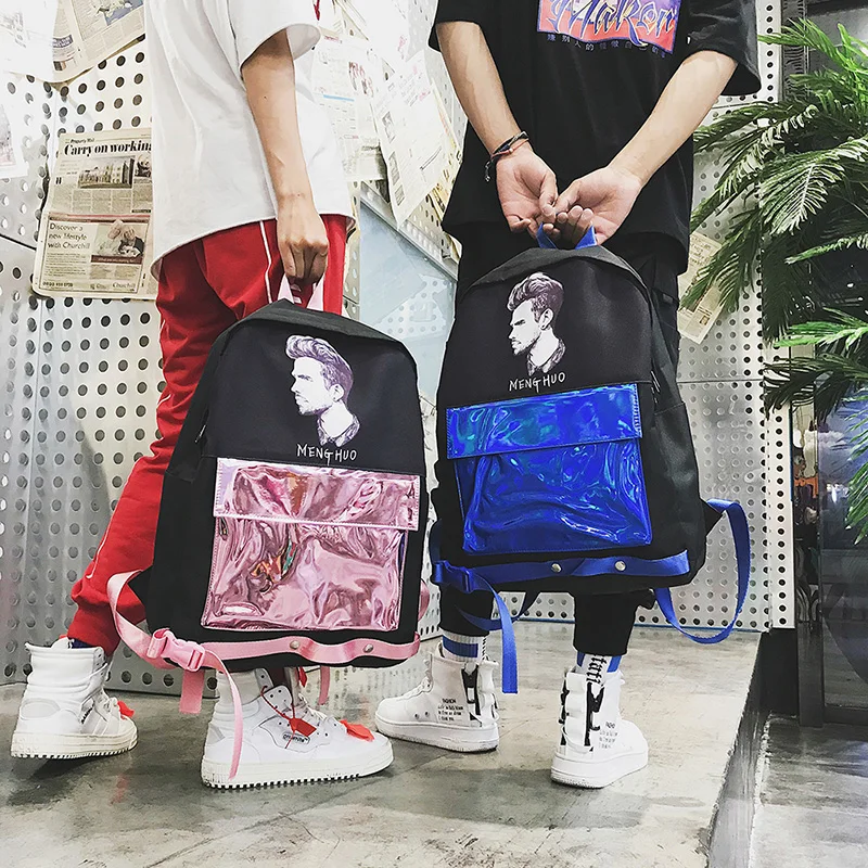 Menghuo Patchwork Women Backpack Laser Holographic Bag Mochila Feminino Silver Multicolor School Bags Leather Daypack Olografico (40)