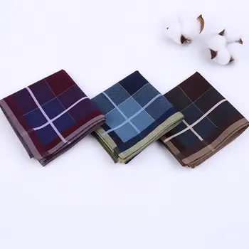 

43x43cm Men Vintage Plaid Striped Cotton Handkerchief Deep Color Pocket Square Hanky Luxury Chest Towel Prom Wedding Party Gift