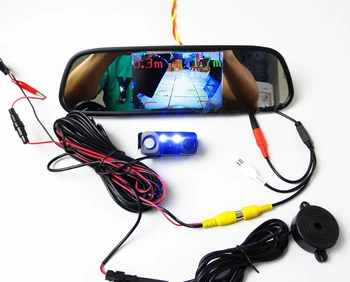 

2017 New Rear view camera with 2 Sensors Bi Bi Alarm Car Reverse Radar rear camera + parking sensor with 4.3 inch display