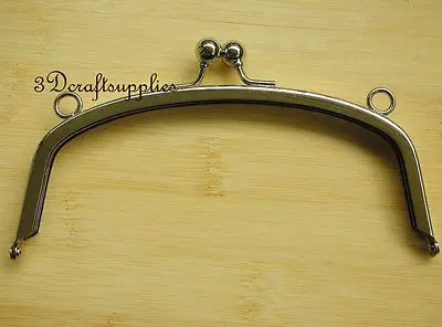 

metal purse frame glue on clasp clip nickel 5 3/4 inch X 2 1/4 inch B45