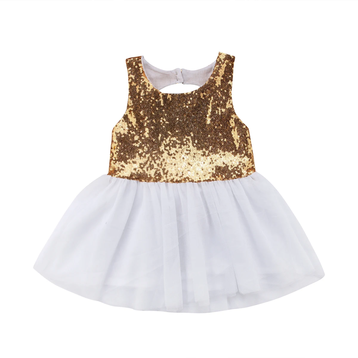 Baby Girls Sequin Dress Princess Lace Bowknot Backless Gown Formal