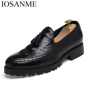 

men fashion shoes leather luxury brand italian formal tassel dress footwear designer snake skin platform oxford shoes for men