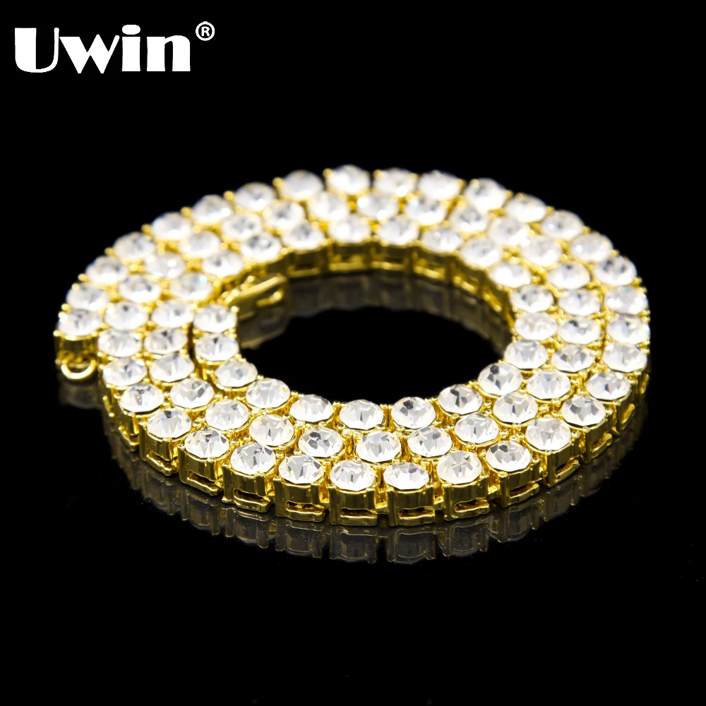 8MM 30 Men S 18K Gold And Silver Plated 1 Row Clear CZ Iced Out Simulated