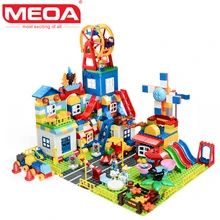 MEOA город друзья игровая площадка серии 158 шт.+ 200 шт. DIY сборка супер парки развлечений наборы большие строительные блоки кубики Moc