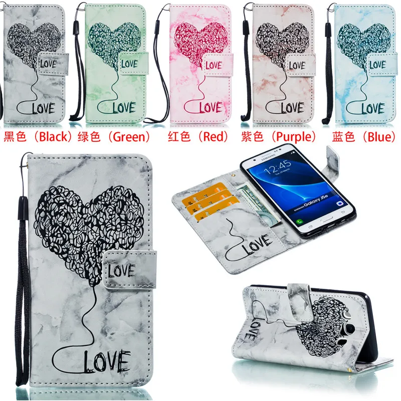

For Samsung Galaxy A5 2017 Case cover Cute Love Marble Painted Leather Flip Wallet Phone cases For Samsung A5 2017 A520F Case