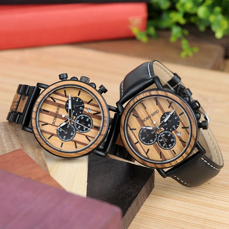 BOBO BIRD L-P09 Stainless Steel Watches Montre Homme Vintage Wooden Watch Stop Watch Function Men Business Wristwatch OEM BOBO BIRD L-P09 Stainless Steel Watches Montre Homme Vintage Wooden Watch Stop Watch Function Men Business Wristwatch OEM