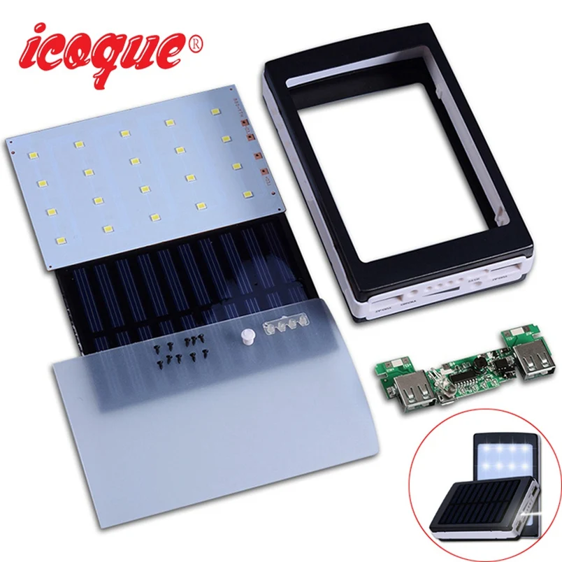 

No Battery) 18650 Power Bank Solar Dual USB Powerbank Case 10000 DIY Box 2 USB Phone Charger for Samsung Xiaomi Power Pover Bank
