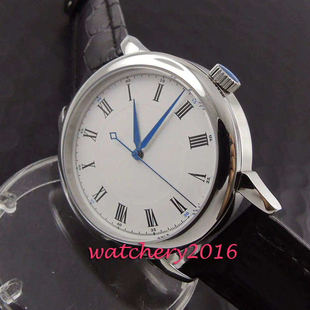 

Simple Debert 41mm white dial Newest polished stainless case Mechanical Wristwatches blue hands automatic movement Men's Watch