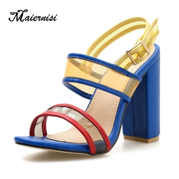 

MAIERNISI Sandals Women Crystal Open Toed High Heels New Brand Transparent Heel Sandals Sexy Designer Pumps for Ladies Summer