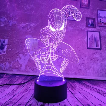 

Dropship Cool Marvel Spiderman 3D LED Lamp Night Light Remote Touch 7 Color Gradient Atmosphere USB Desk Table Lamp Kids Gifts
