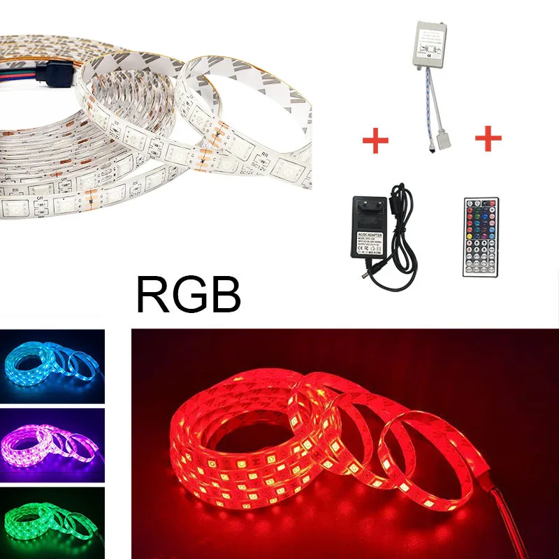 5 M 300 светодиодов Водонепроницаемый 5050 Светодиодные полосы света DC12V 60leds/M Fiexble RGB света лента-тесьма со светодиодами украшения дома лампа