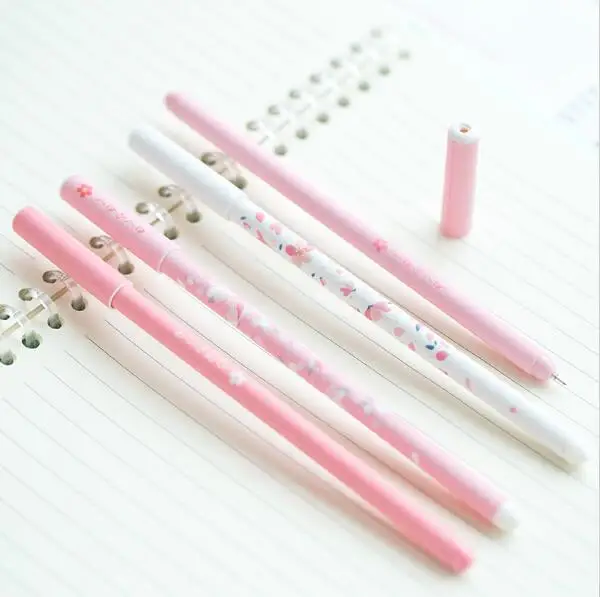 4pcs/lot 0.38mm Fresh Cherry Blossoms Gel Pen Promotional Gift