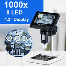 1000X4," 720 P ЖК-дисплей Дисплей Портативный микроскоп светодиодный цифровая Лупа с держателем для ремонт печатных плат паяльный инструмент