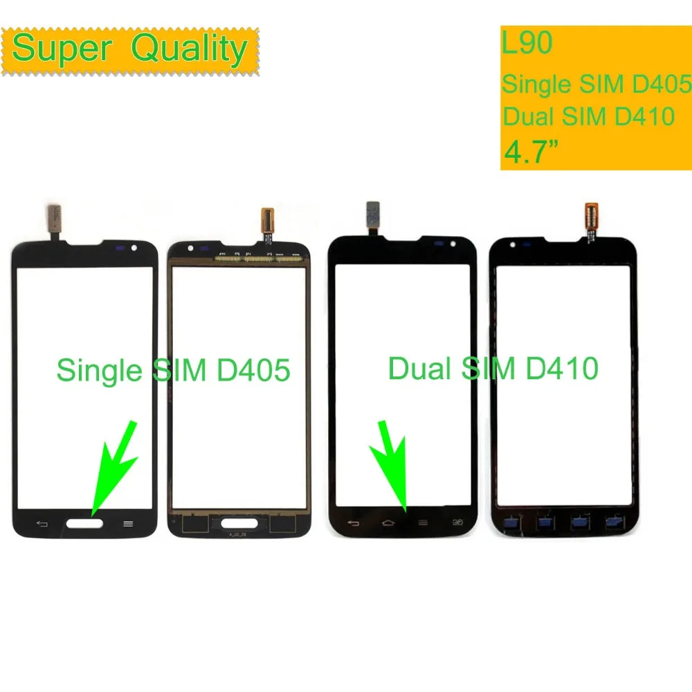 

10Pcs/lot Touchscreen For LG L90 Dual D410 Single D405 D405N Touch Screen Touch Panel Sensor Digitizer Front Glass Outer Lens
