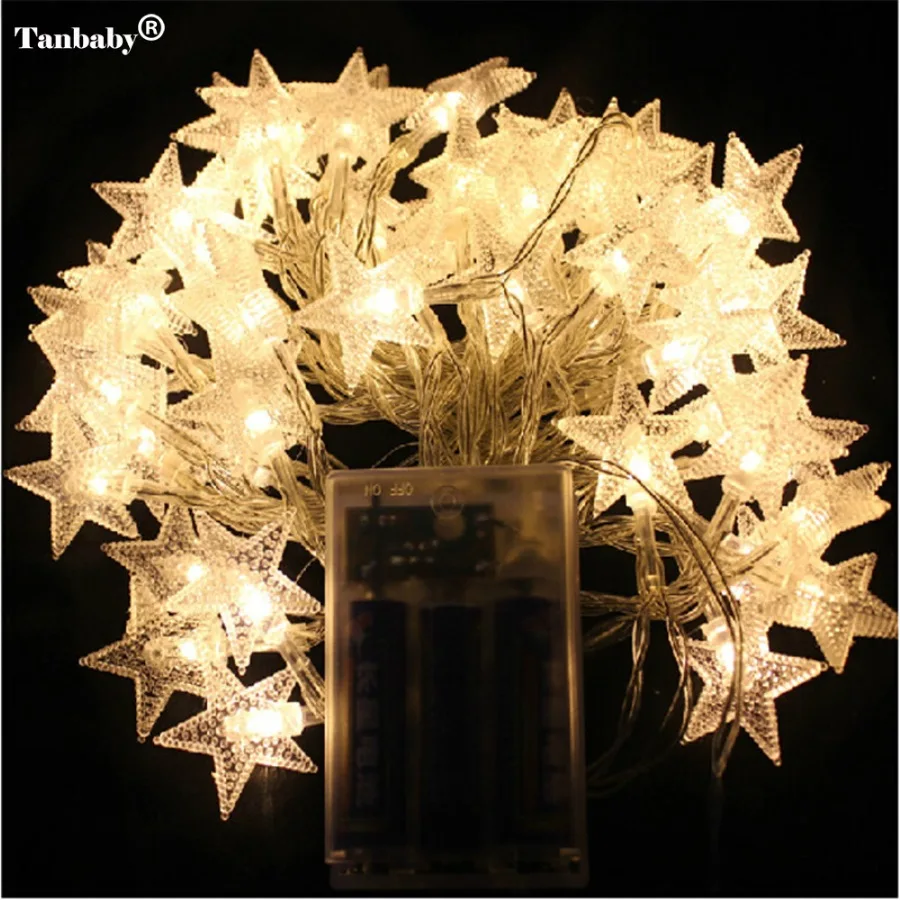 

4M 40LEDs 3AA Battery Powered STAR Shaped Theme LED String Fairy Lights Christmas Holiday Wedding Decoration party Lighting
