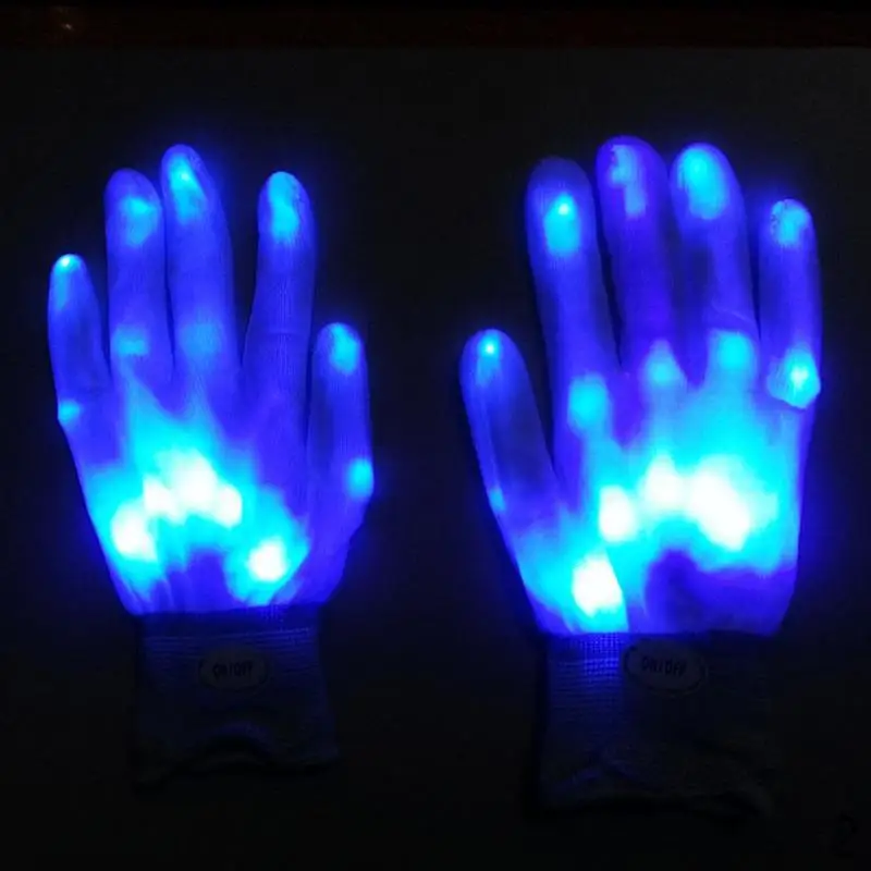 1 шт. светодиодный светильник, светящиеся перчатки, радужные светодиодный перчатки, унисекс, светильник, светящиеся, на Хэллоуин, сценический костюм, праздничные и Вечерние перчатки - Цвет: Синий