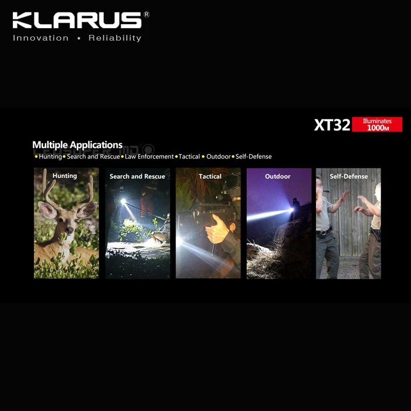 Фонарик KLARUS XT32 CREE XP L HI V3 светодиодный 1200 люмен тактический охотничий прожектор с