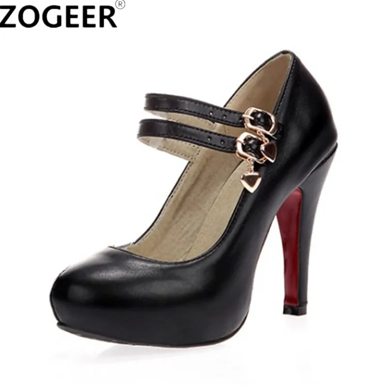 

Hot 2017 Autumn Spring Women Pumps Fashion Bottom High Heels Ankle Strap Wedding Shoes Casual Black White Pink Women Party Shoes