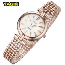 YaQin marca Mujeres Reloj de Cuarzo Reloj de Pulsera Relojes de Lujo Original Rose Glod Reloj Casual Señoras Del Verano Caliente