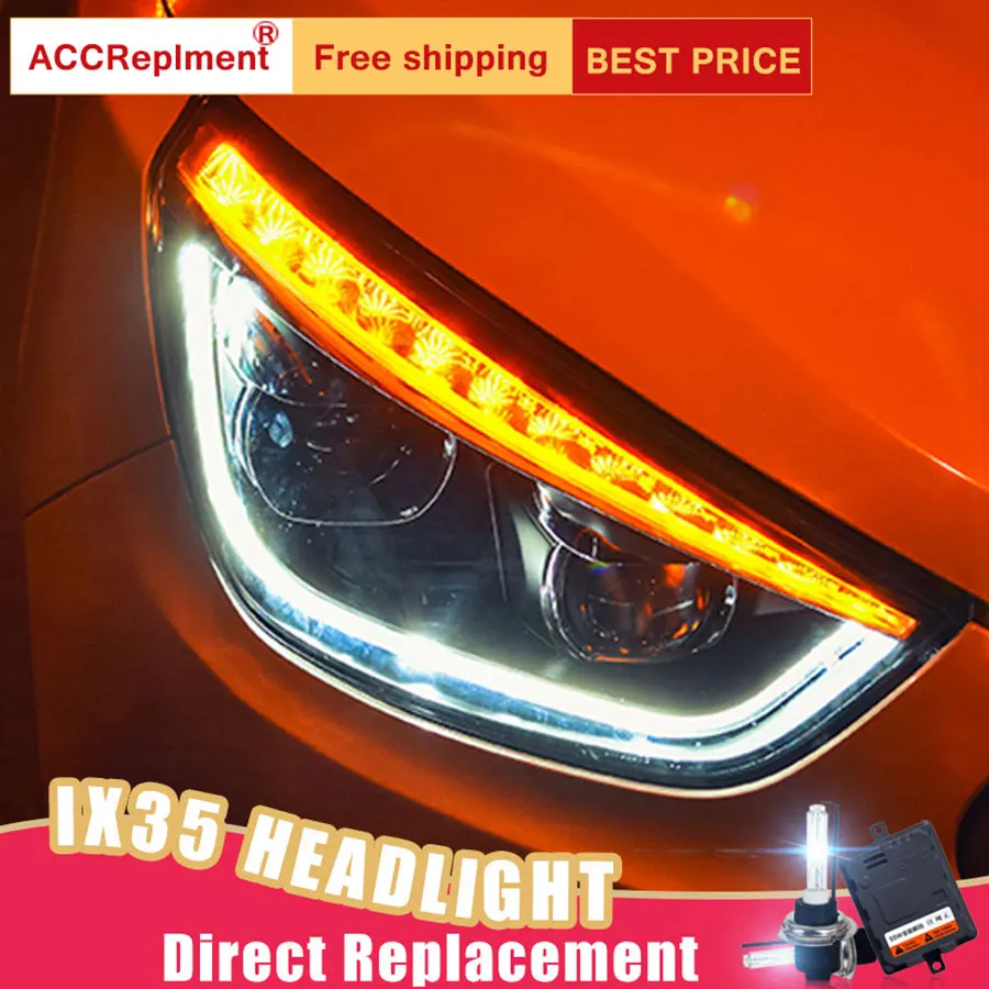 Светодиодный комплект фар для Hyundai ix35 2013 2015 2 шт. фары автомобиля ангельские