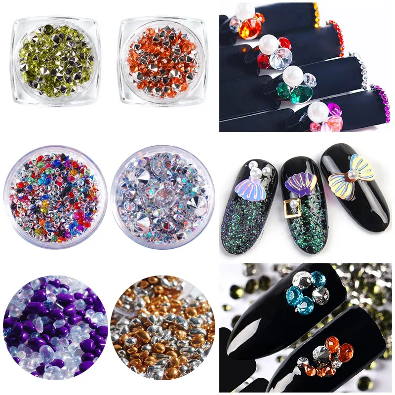 MEET ACROSS Смешанные Красочные Кристальные прозрачные AB Nail Art Стразы DIY акриловые